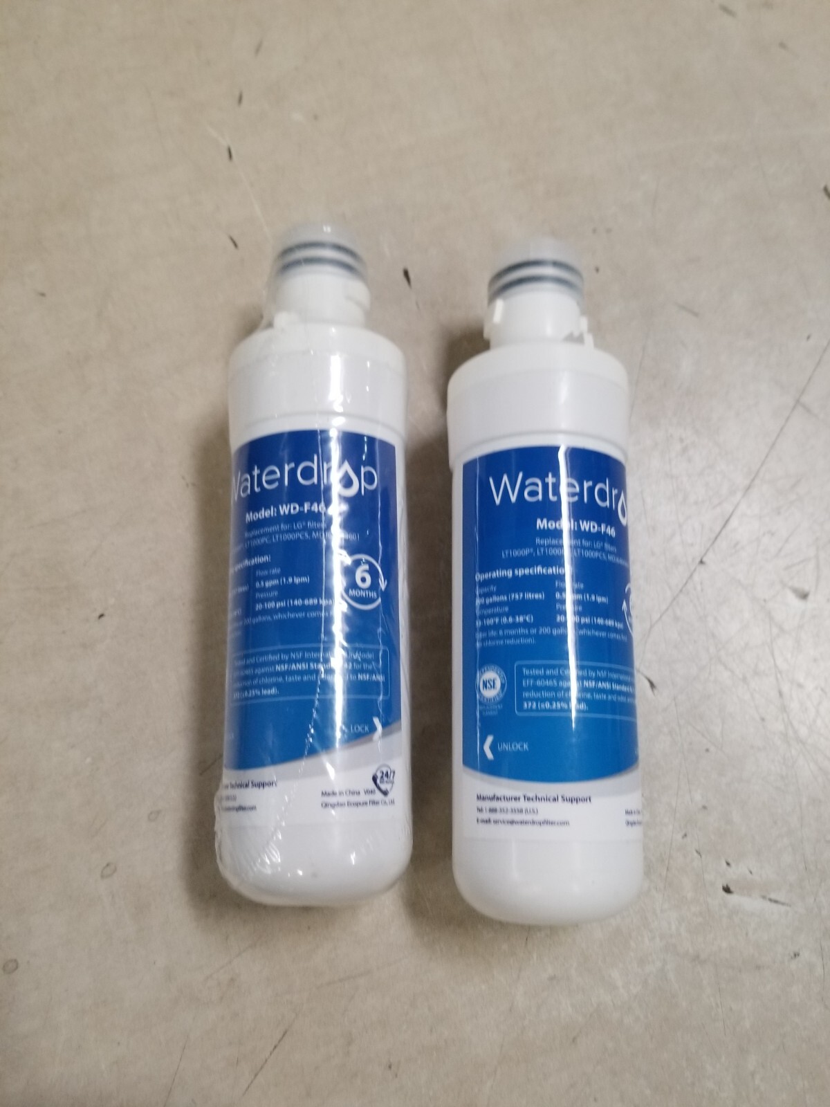 2 PK Waterdrop Replacement Refrigerator Water Filter WD-F46 for LG LT1000 2 Pack gallery