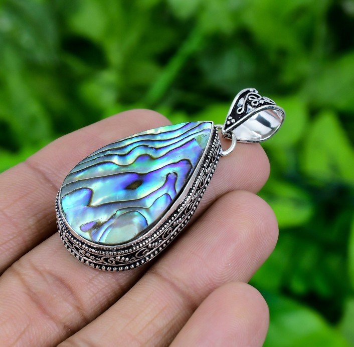 Abalone Shell Pendant 925 Sterling Silver Pendant Rainbow Abalone Shell Pendant gallery
