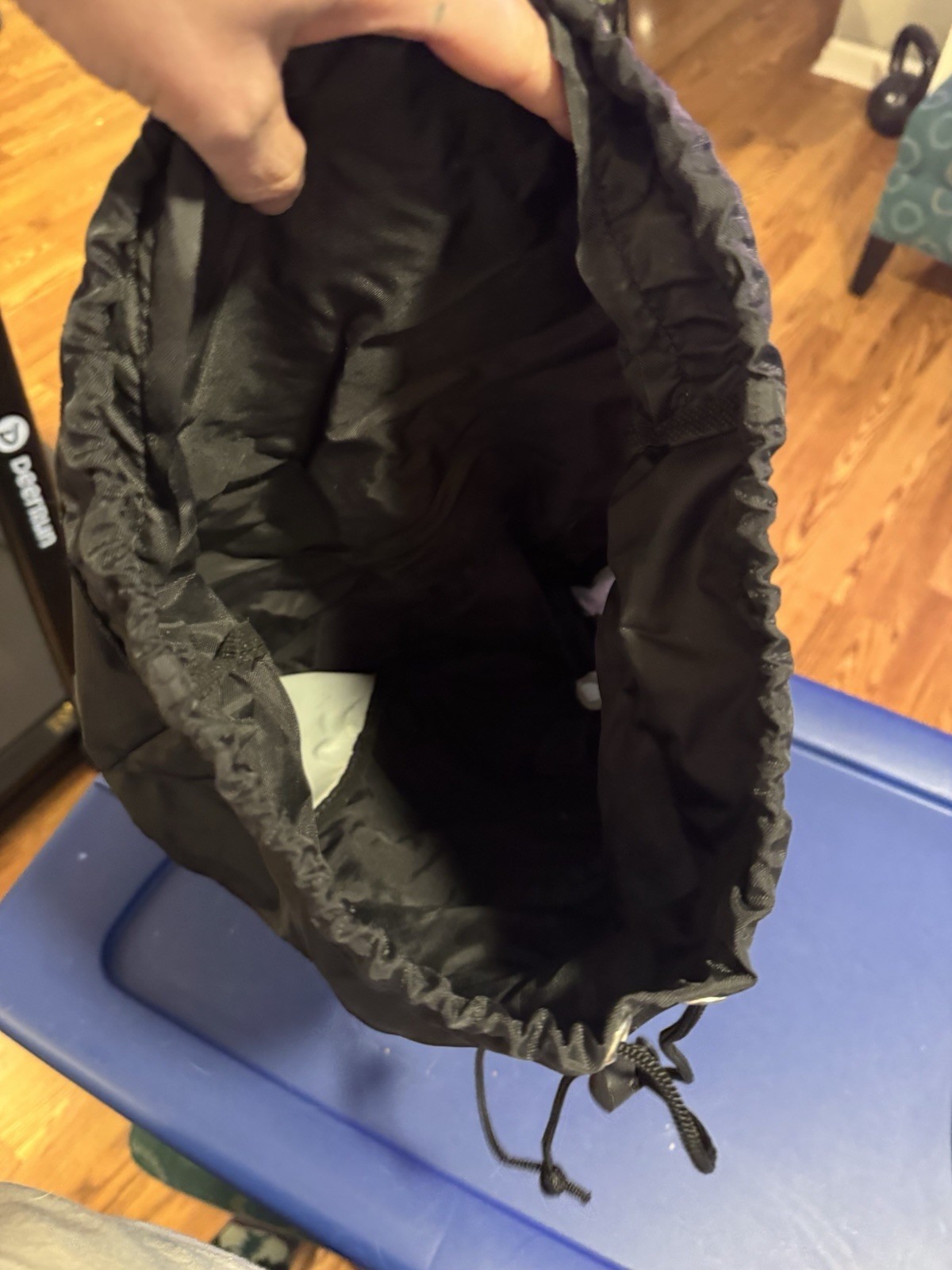 Trek Travel Hiking Backpack Black Gray Lightweight Day Pack Drawstring Clean 4