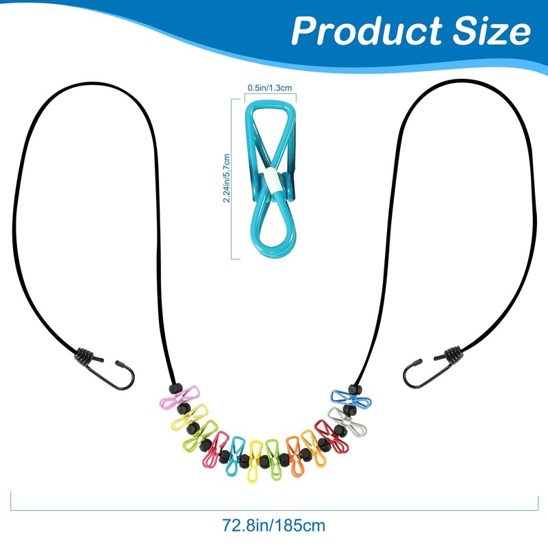Retractable Portable Clothesline for Travel, Clothing line with 12 Clothes Cl... gallery