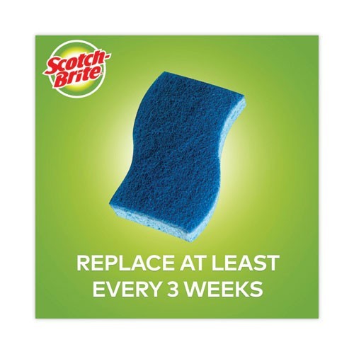 Scotch-Brite Non-Scratch Scrub Sponge, 4.4 x 2.6, 0.8" Thick, Blue, 6/Pack gallery