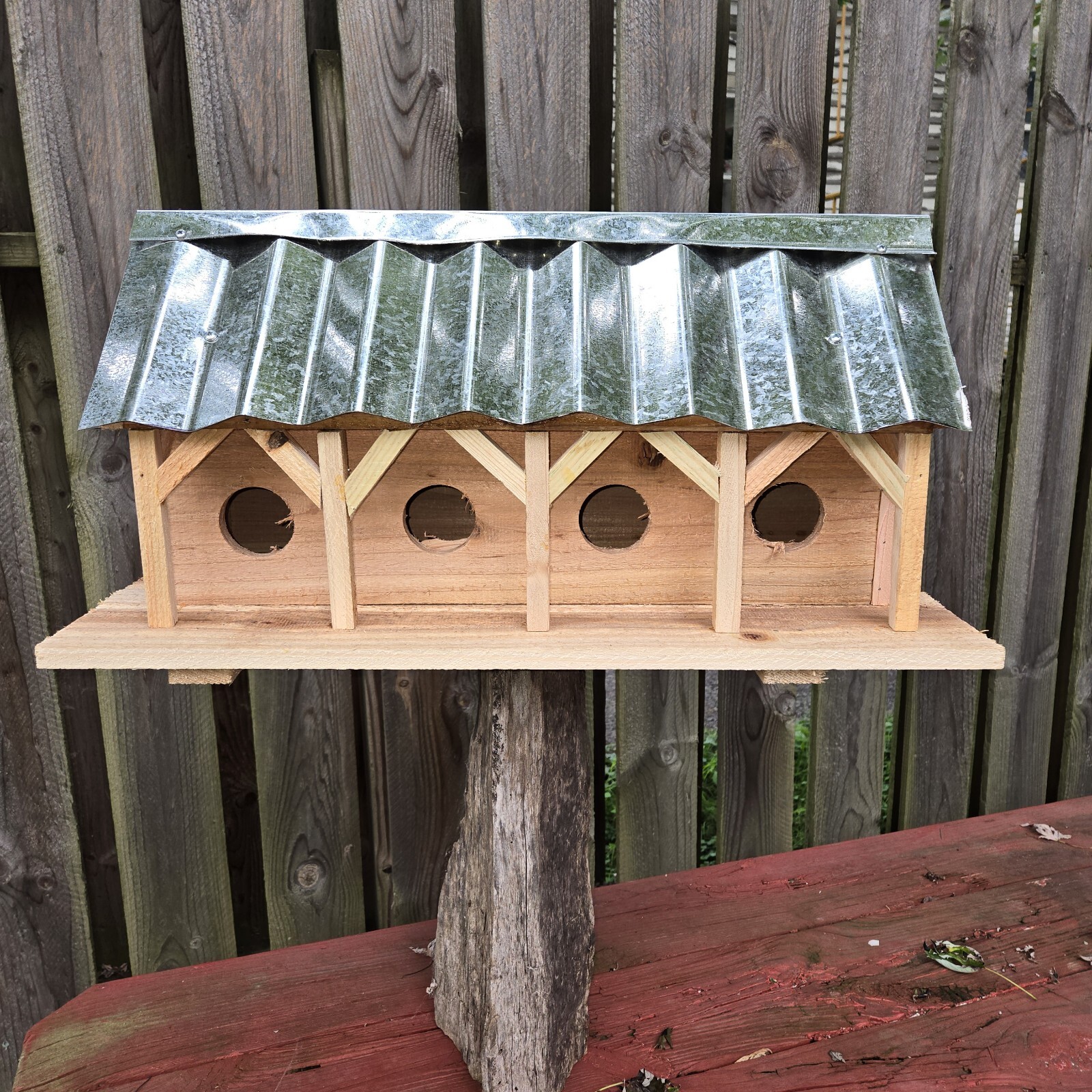 Cedar Bird House Purple Martin 4 Mulit Unit Metal Roof Removable Back Hand Made gallery