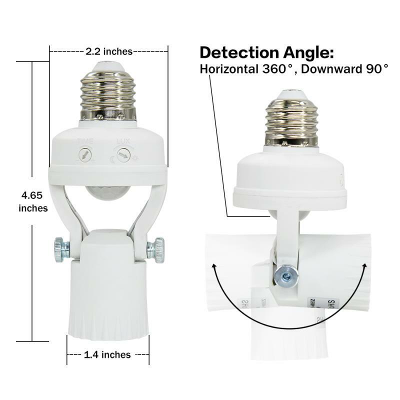 PIR Motion Sensor Light Socket - 180 Degree Rotatable E26/27 Smart Screw Bulb gallery