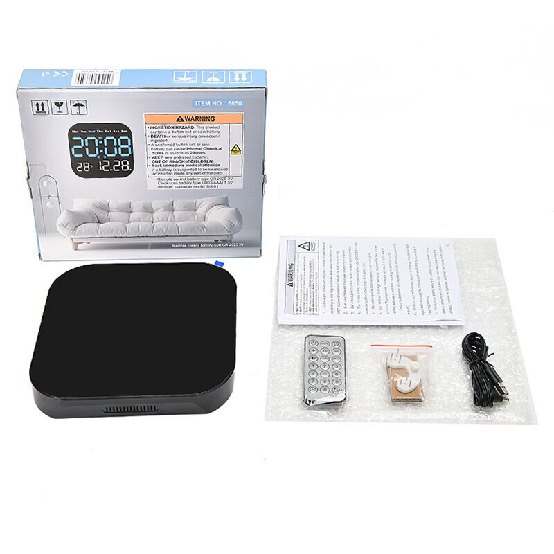 Wall Clock Remote Control Temperature Date Week Display Adjust LED Large Digital gallery