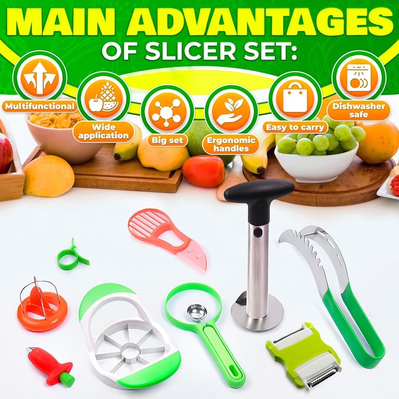 9-Pc Pineapple Corer & Slicer Set - Stainless Steel Blades# gallery