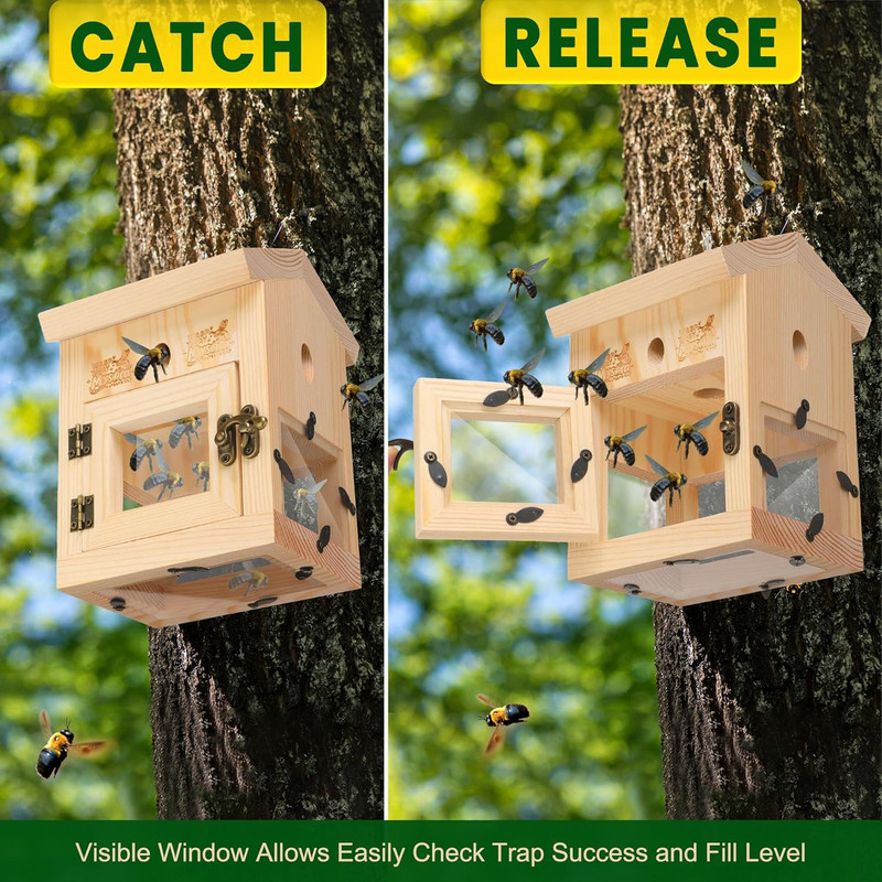 1 Pack Carpenter Bee Trap for Outside, 2 in 1 Catch & Release Wood Boring Bee Tr gallery