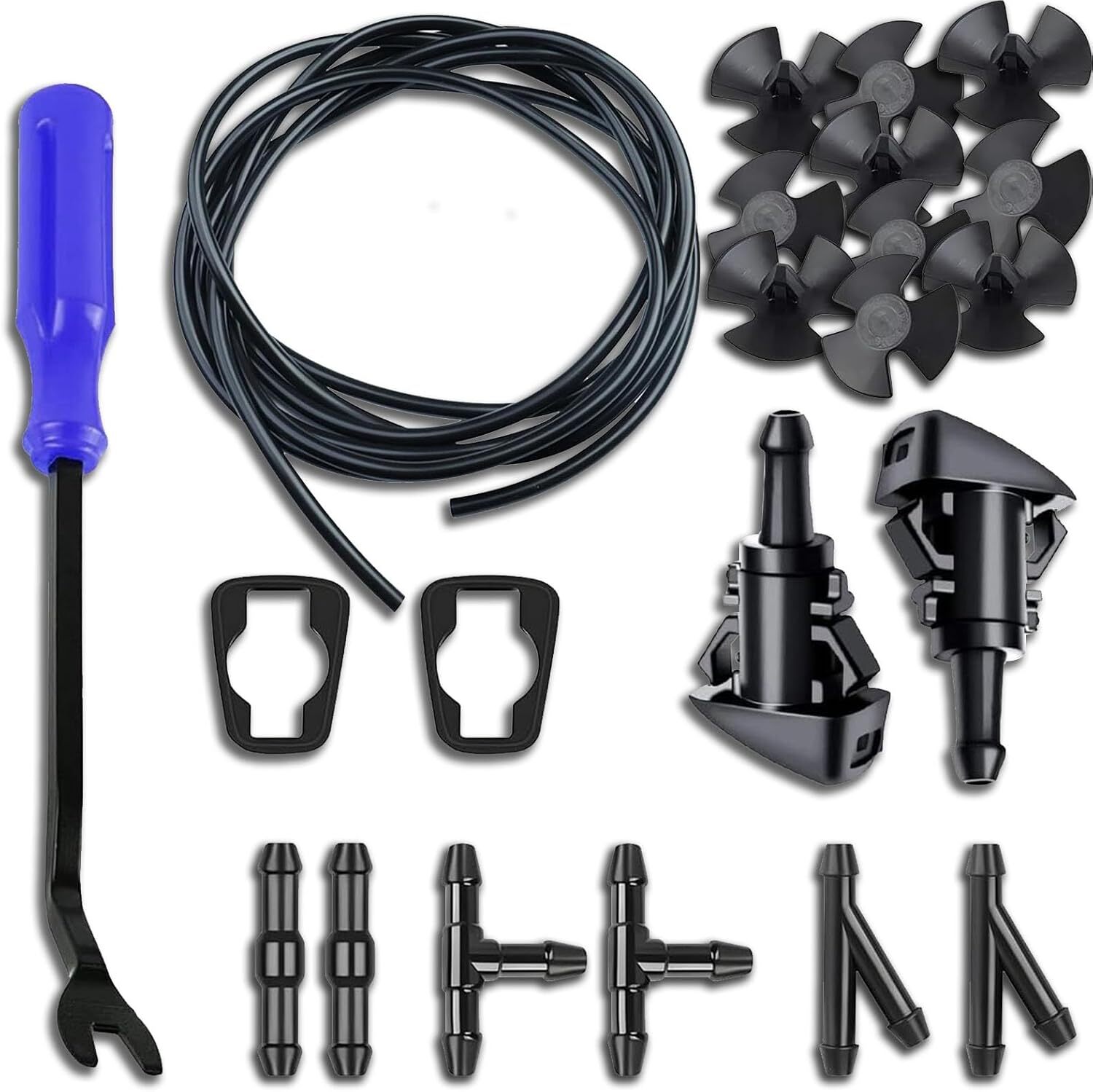22 Pc Windshield Washer Hose Kit 13 Ft, Fan Nozzles, Dodge, Chrysler, Ram, Jeep gallery