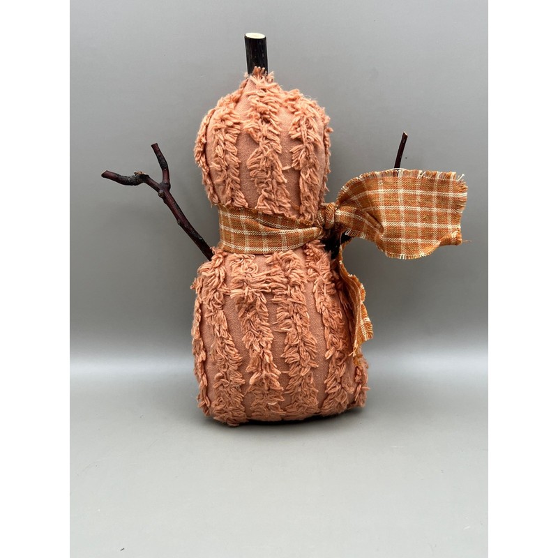 Primitive Pumpkin Jack-o-Lantern Rustic Halloween Fall Decor Twig Arms Scarf 7" gallery