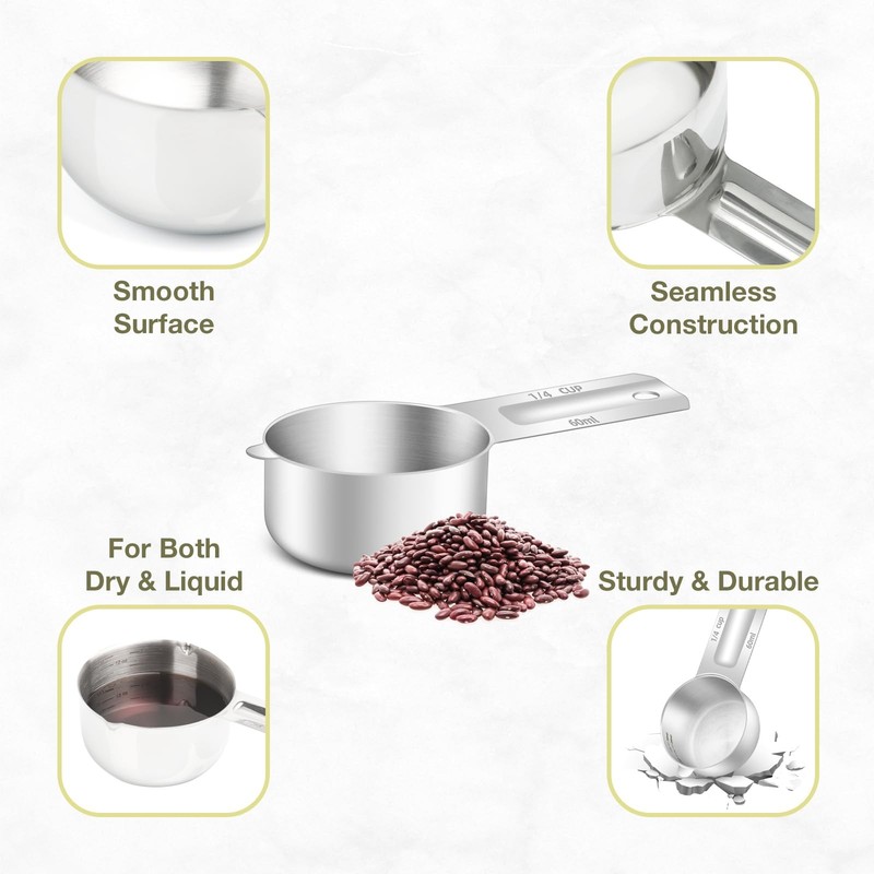 1PCS 1/4Cup (60ml, 2oz) Single Measuring Cup, Etched Inner Scale Stainless St... gallery