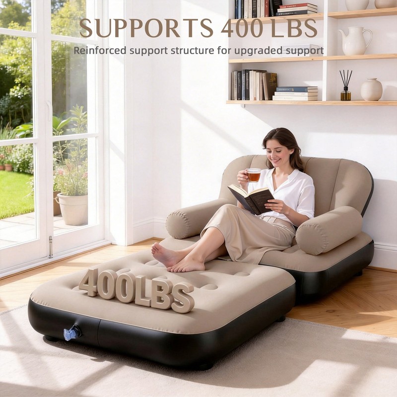 Inflatable Sofa Bed,5-in-1Foldable Thickened Flocked PVC Blow up Sofa with2Pumps gallery