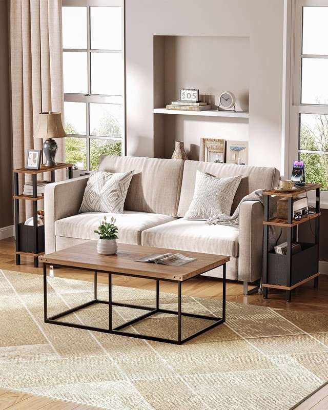 CHOEZON Small Narrow Side Table with Charging Station, Skinny End Table with ... gallery