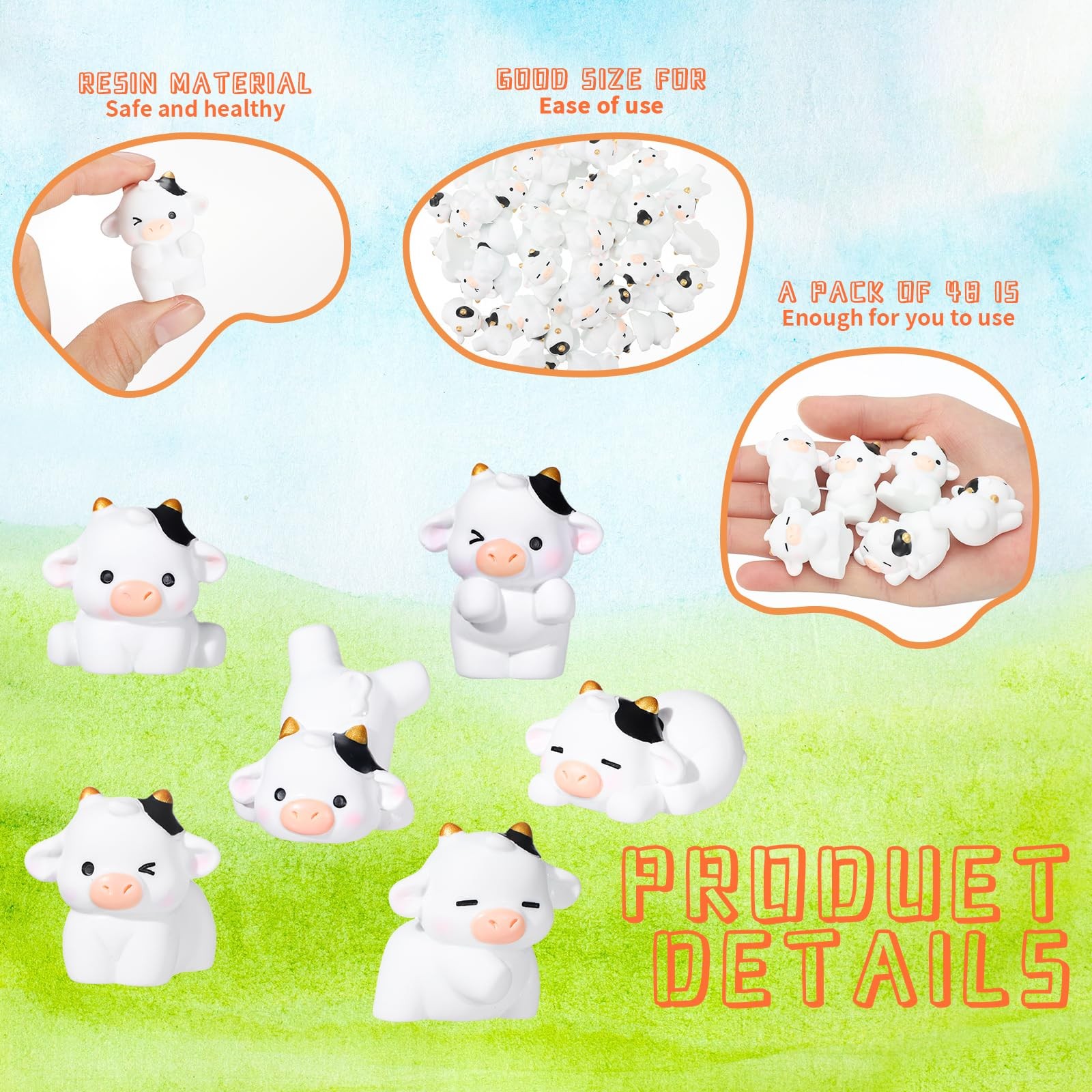 Mini Cow Figurines 48 Pcs Resin Cute Tiny Animals Garden Decor Fairy Crafts gallery