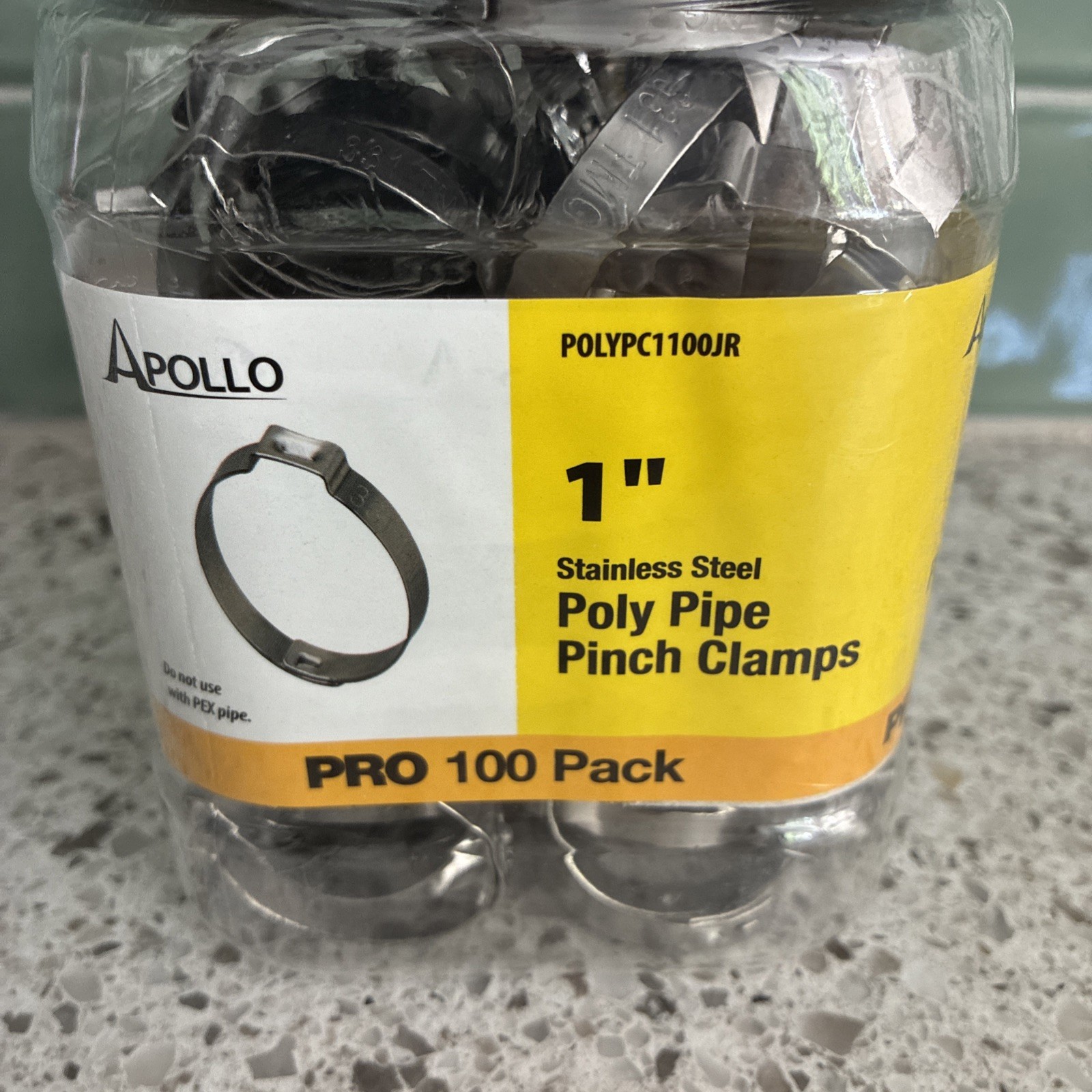 (100 Pack) Apollo 1 in. Stainless Steel Poly Pipe Pinch Clamp Jar gallery