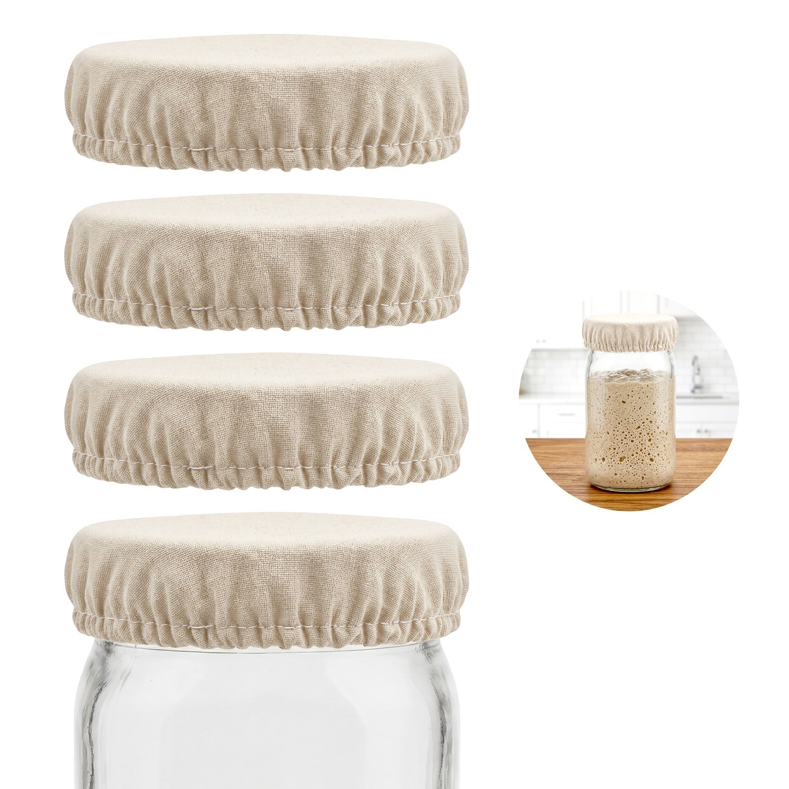 Fermentaholics Breathable Mason Jar Unbleached Muslin Cloth Covers - 4 pack gallery