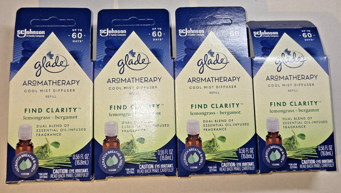 4 Glade Aromatherapy Cool Mist Diffuser Refill FIND CLARITY Lemongrass Bergamot gallery