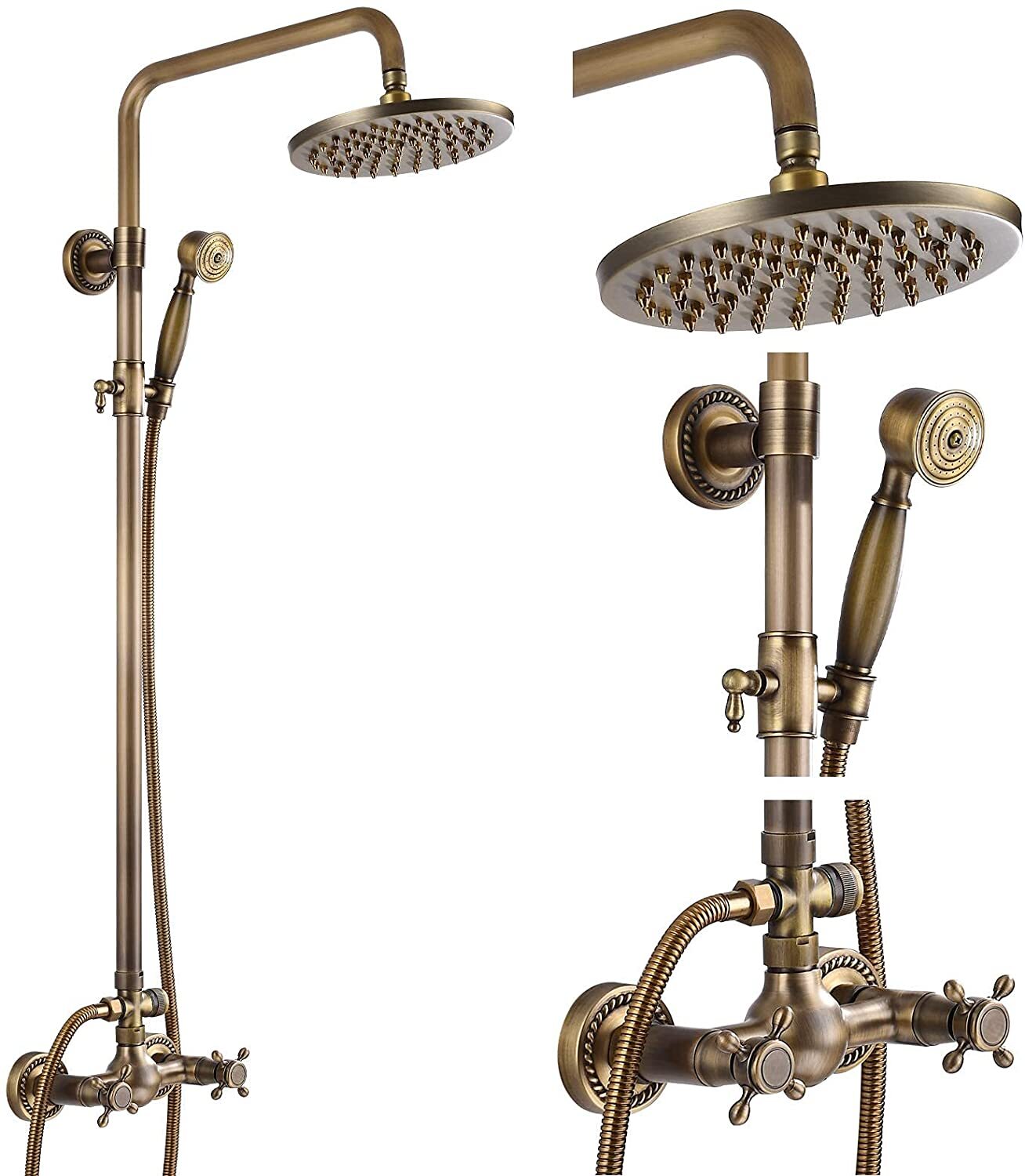 Bathroom Shower Faucet Set Exposed Shower Fixture System Rain Shower Head Combo gallery