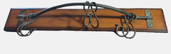 Creative Co-Op Rustic Wall-Mount Pot or Coat Rack Wood Backboard Metal S Hooks