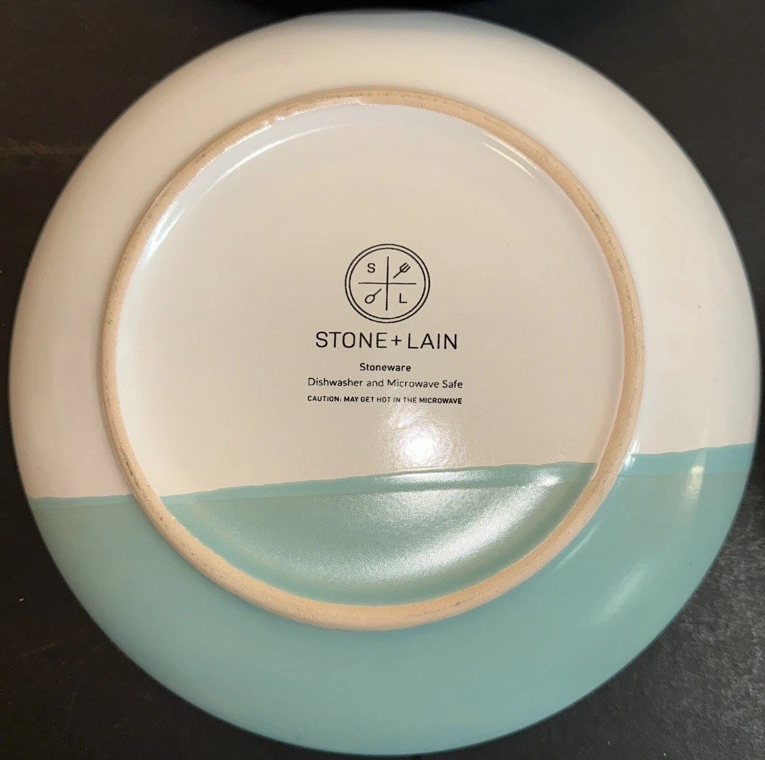 Stone + Lain Sea Blue & White Porcelain Salad Plates Set Of 4 New gallery