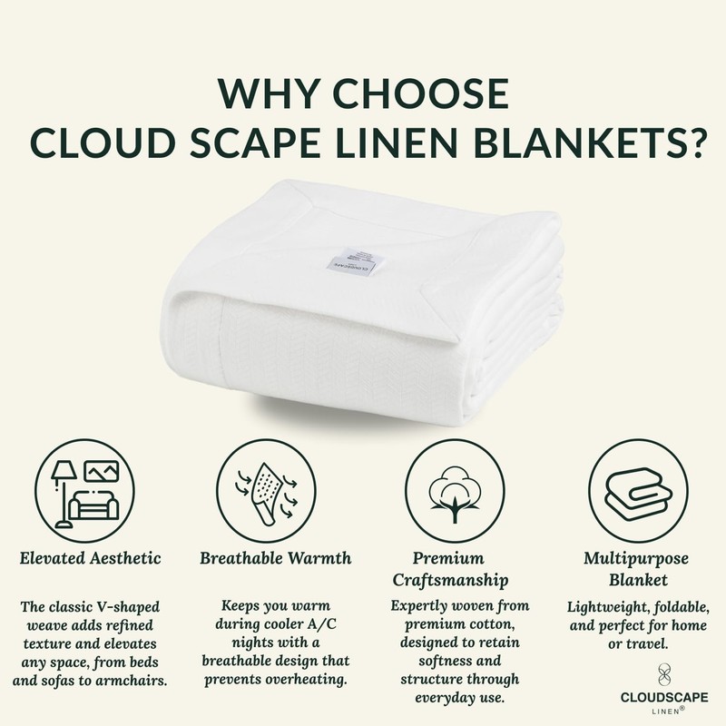 Cloudscape Linen Cloudscape Cotton Throw Blanket For Couch - 100 Cotton Gauze gallery