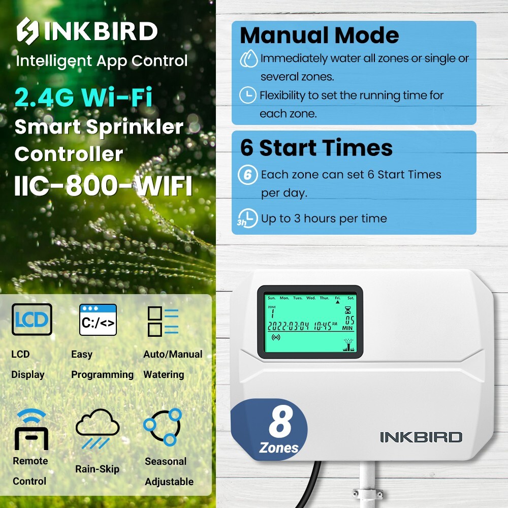 Lawn Smart Sprinkler Controller Watering Timer 8 Stations WiFi Irrigation System gallery