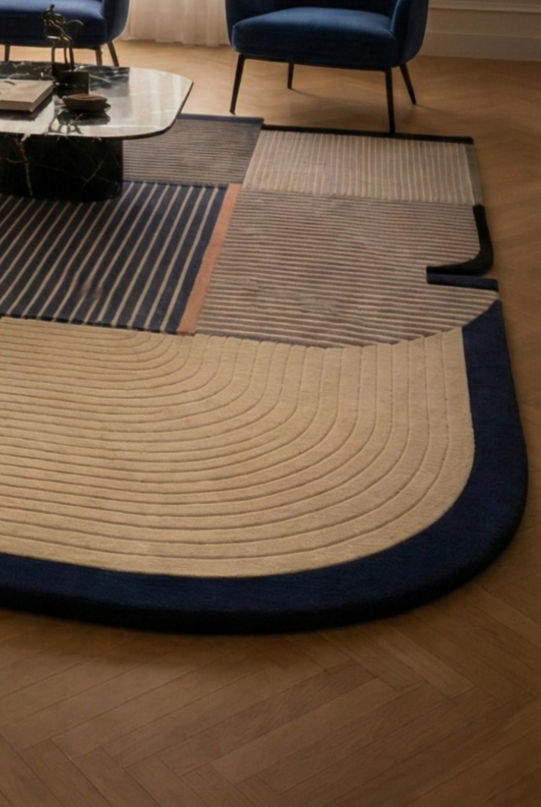 Handmade Rug | Irregular Rug | Wool Rugs | Living Room Rug | Tufted A469 gallery