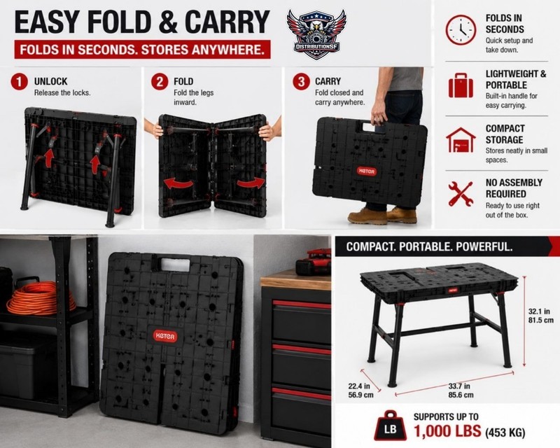 Keter Ultimate Folding Workbench Portable Heavy Duty Work Table 1000 lb gallery