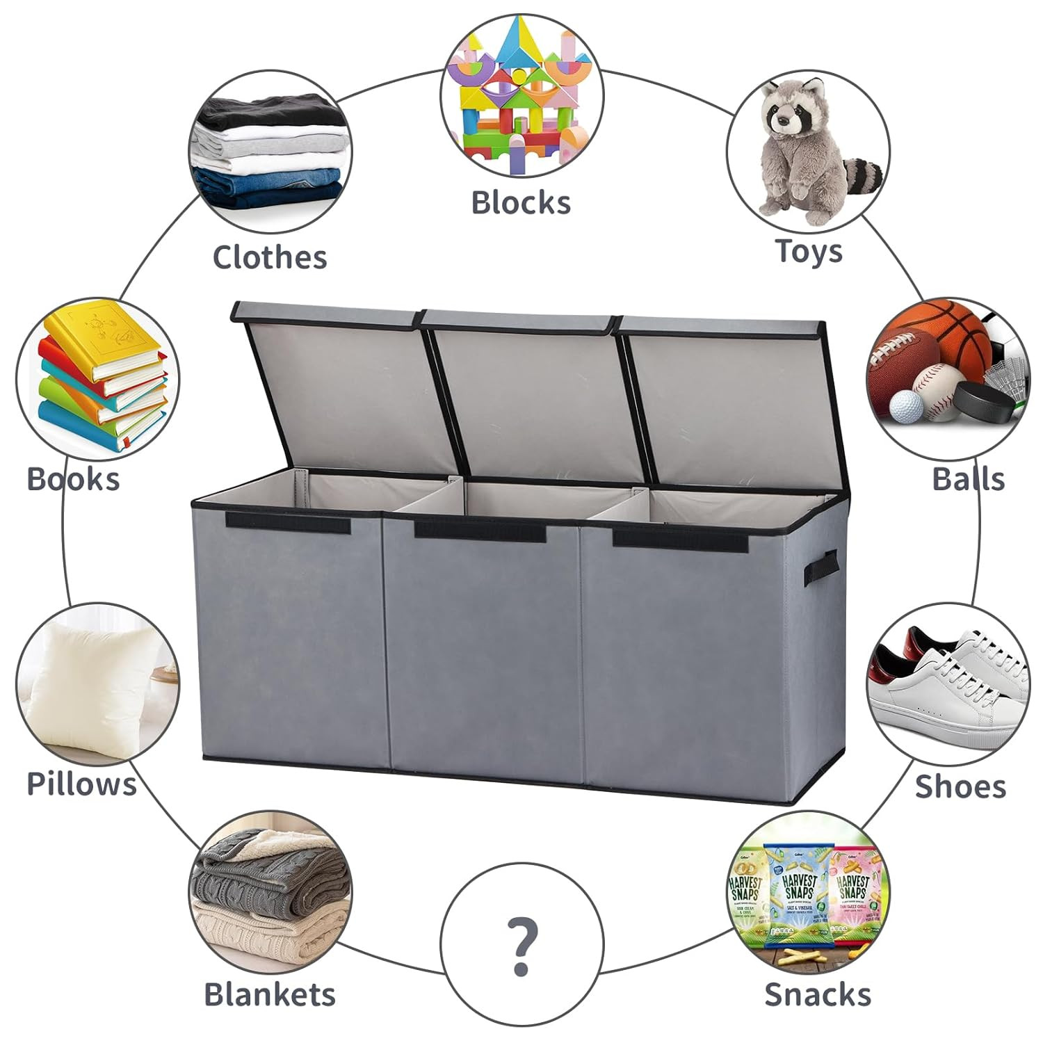 Toy Storage Organizer, Large size with Lid and collapsible. gallery