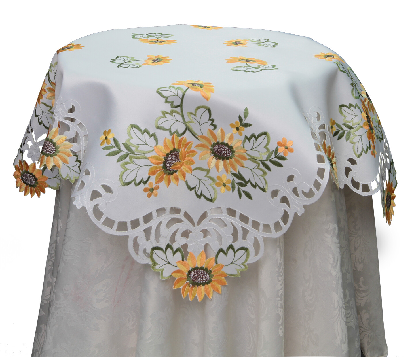 Embroidered Sunflower Cutwork Placemat Table Runner Tablecloth Topper White 6725 gallery