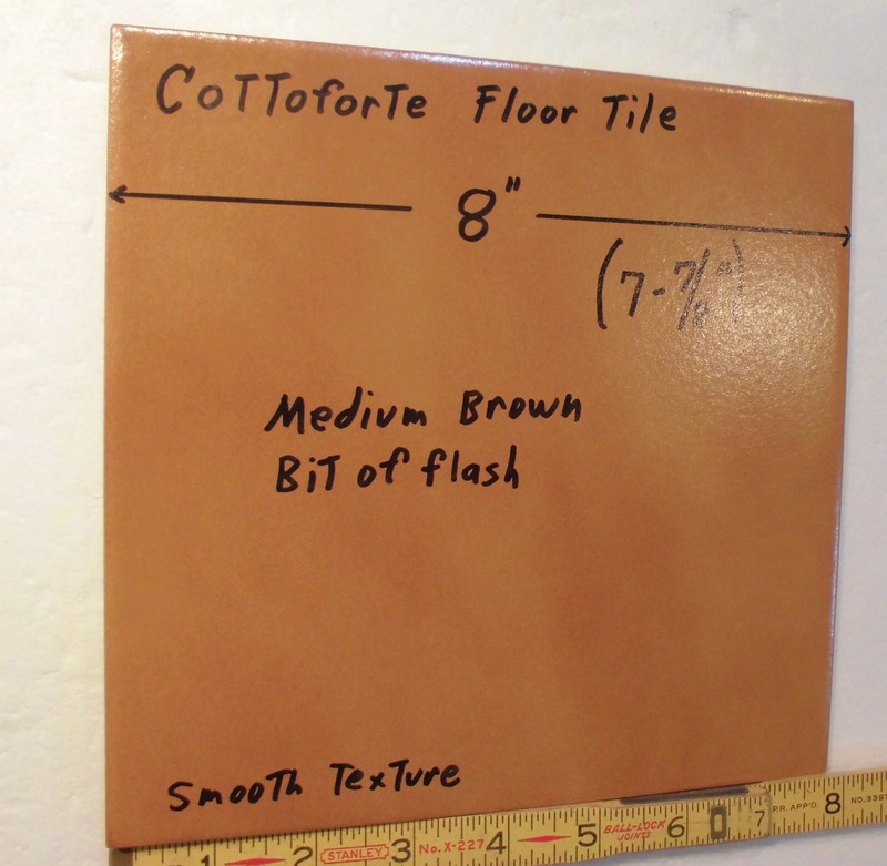 1 pc. Medium Brown Ceramic Floor Tile: 8" X 8" Smooth Surface + bit of flash gallery