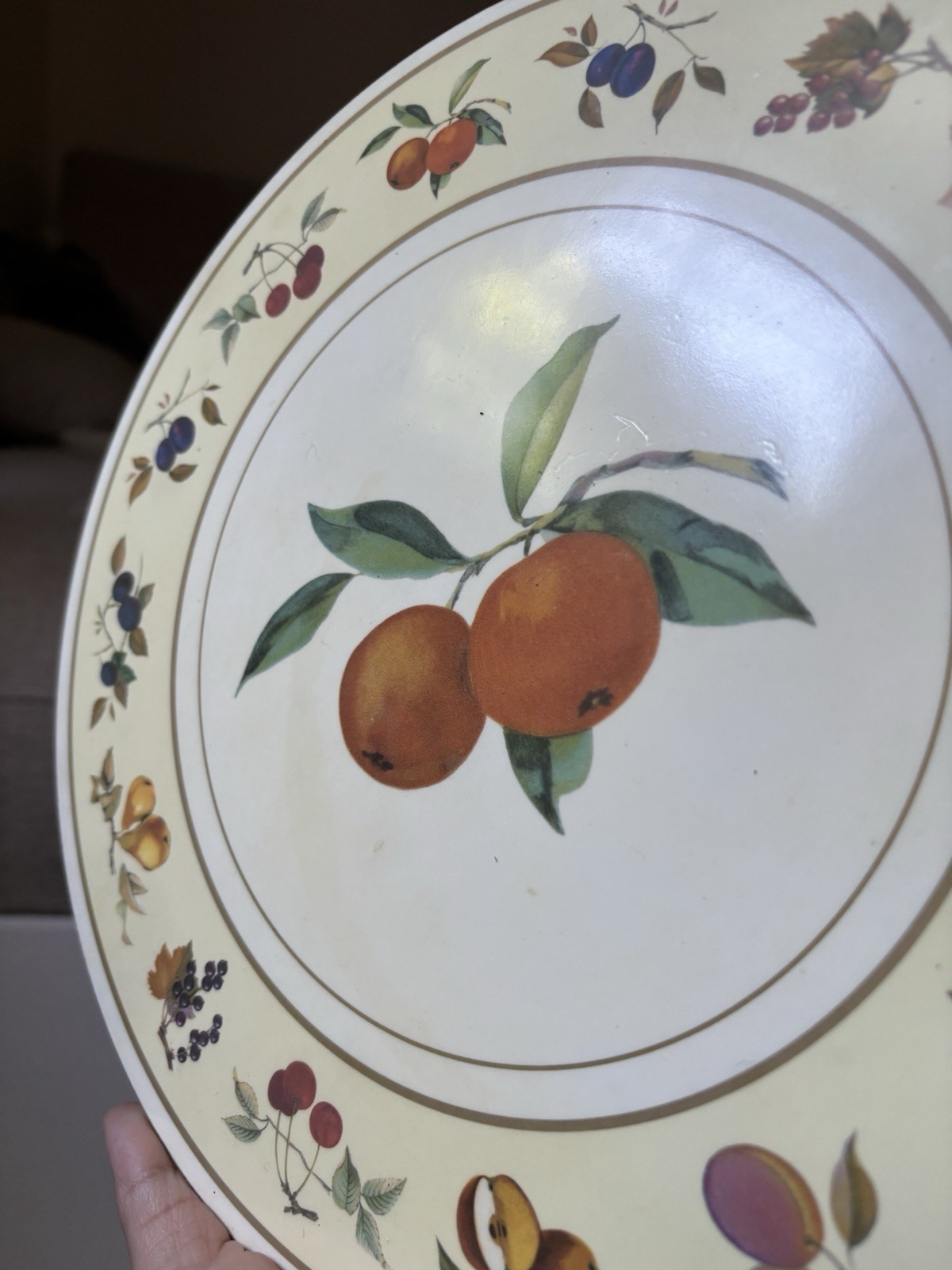 Royal Worcester Evesham Vale Cork Backed Trivet Fruit Hot Plate England Kitchen gallery