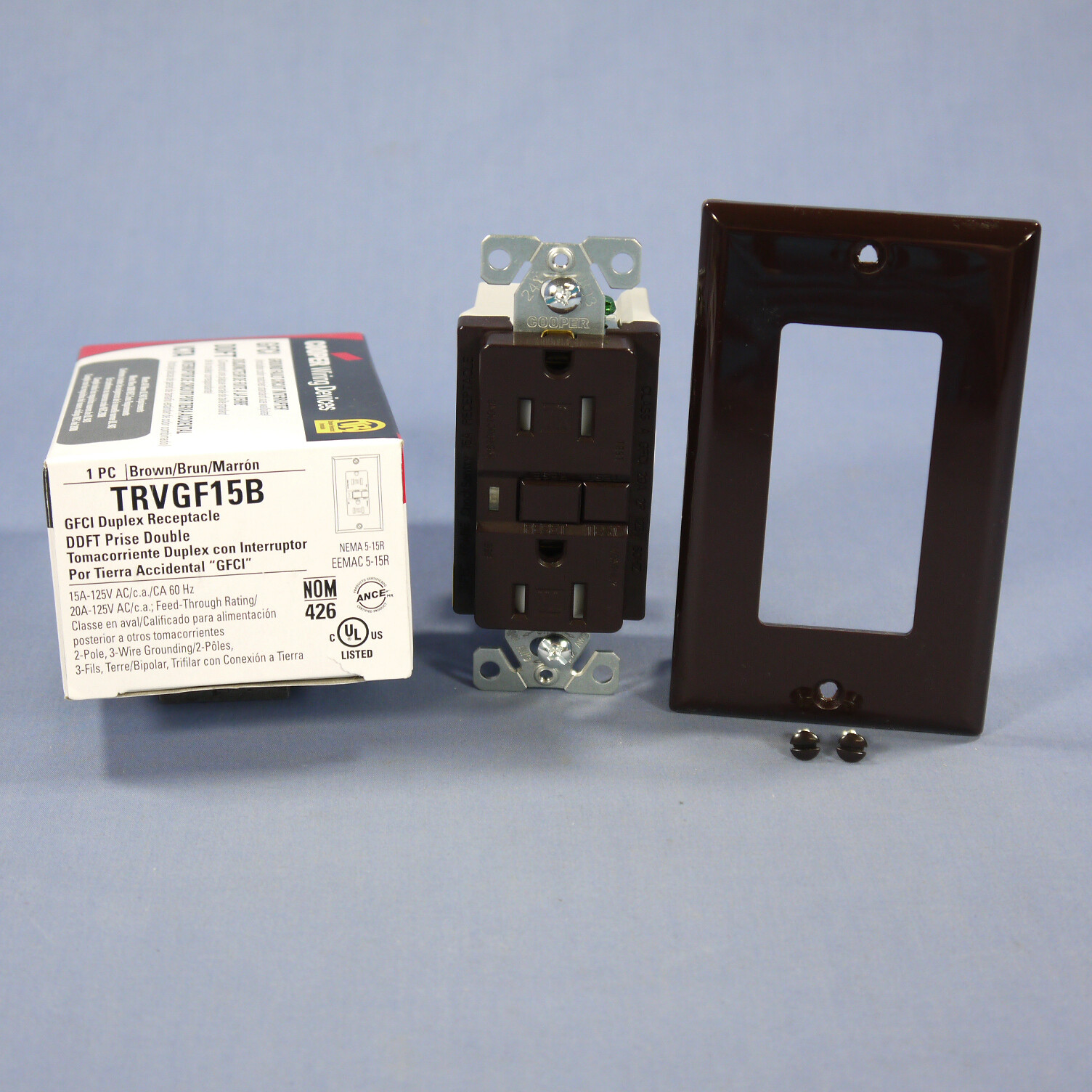 Cooper Brown Heavy Duty Tamper Resistant GFCI GFI Outlet NEMA 5-15R 15A TRVGF15B gallery
