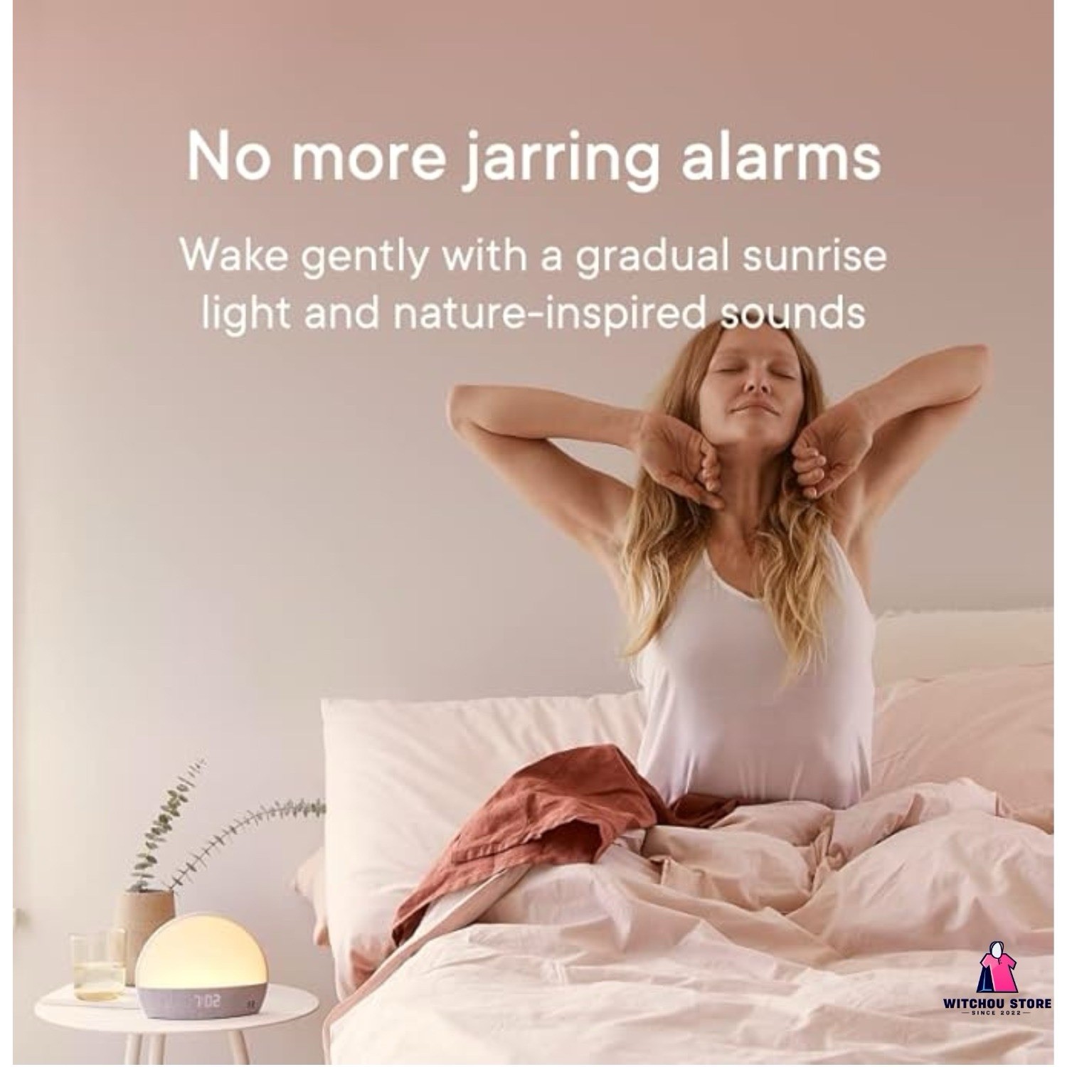 Hatch Digital Standard Alarm Clock w/ Sunrise Light, Gray Fabric Base, Dome gallery