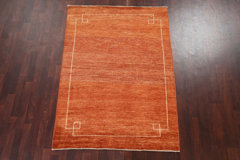 Bordered Gabbeh Kashkoli Oriental ORANGE/ IVORY Area Rug Wool Hand-knotted 5'x6' gallery