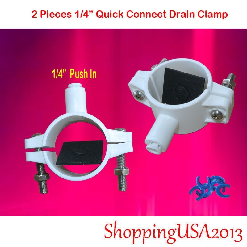 2 Drain Clamp 1/4" Quick Connect Push In Water Filter RO Reverse Osmosis System gallery