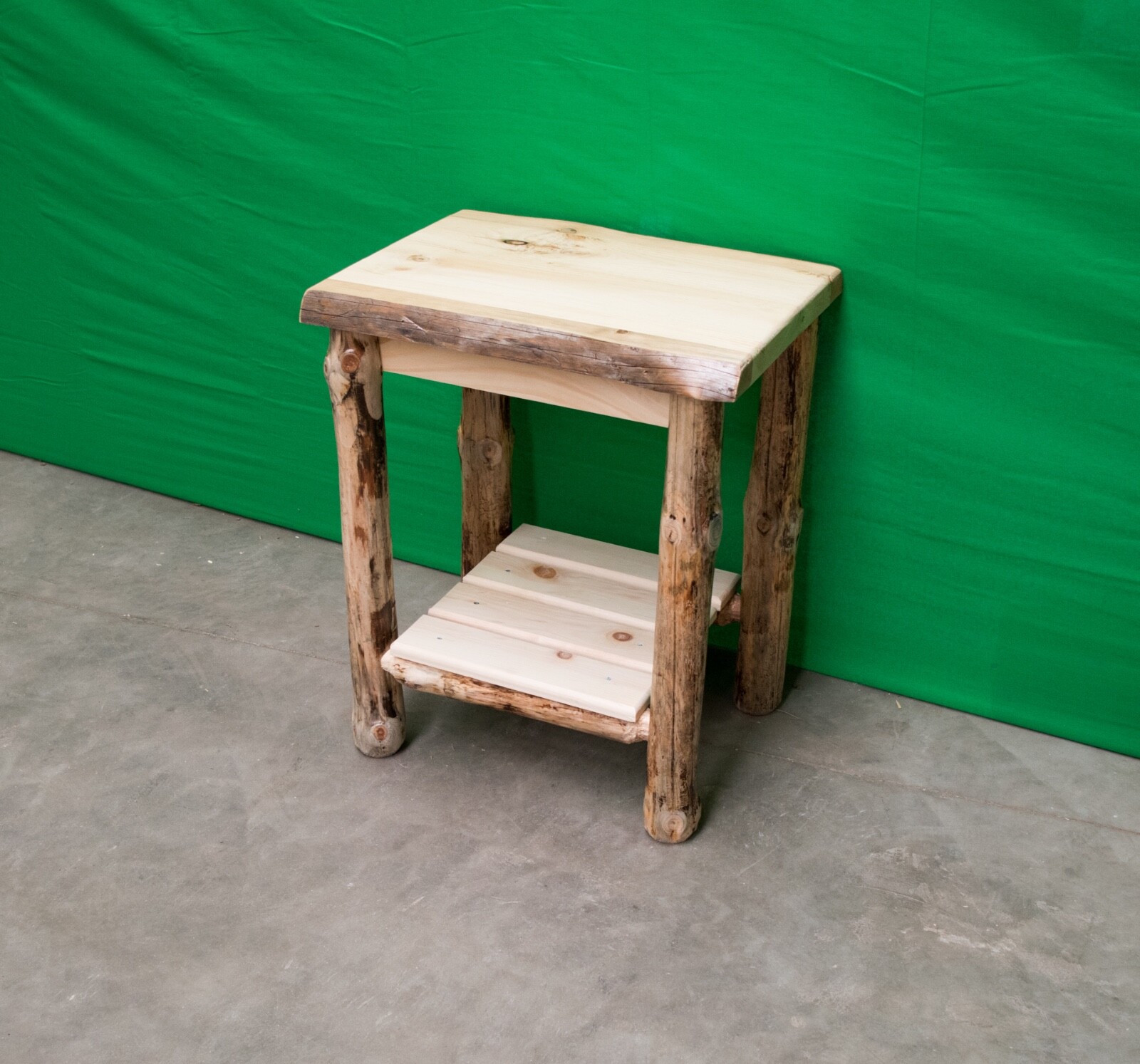 Northern Rustic Pine Log Sofa End Table - Solid Wood/Made in USA/Free Shipping gallery