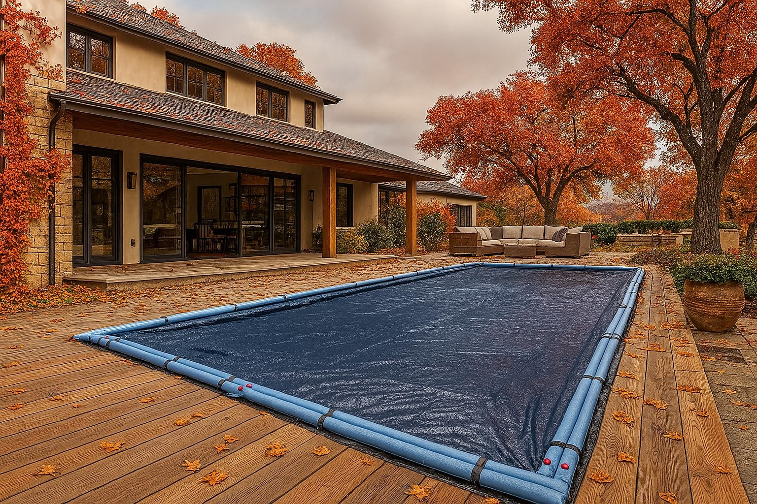 Inground Pool Winter Cover, Fits 16’ x 32’ Rectangle, Solid Blue – Superior S... gallery