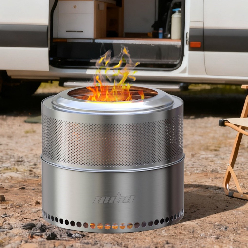 Large smokeless fire pit Stainless Steel for outside wood burning for 4-6 People gallery