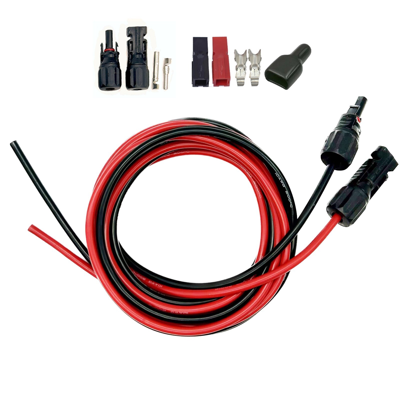 Pair 10 AWG Solar Panel Extension Cable Wire Connector + 2 Pairs Connectors gallery