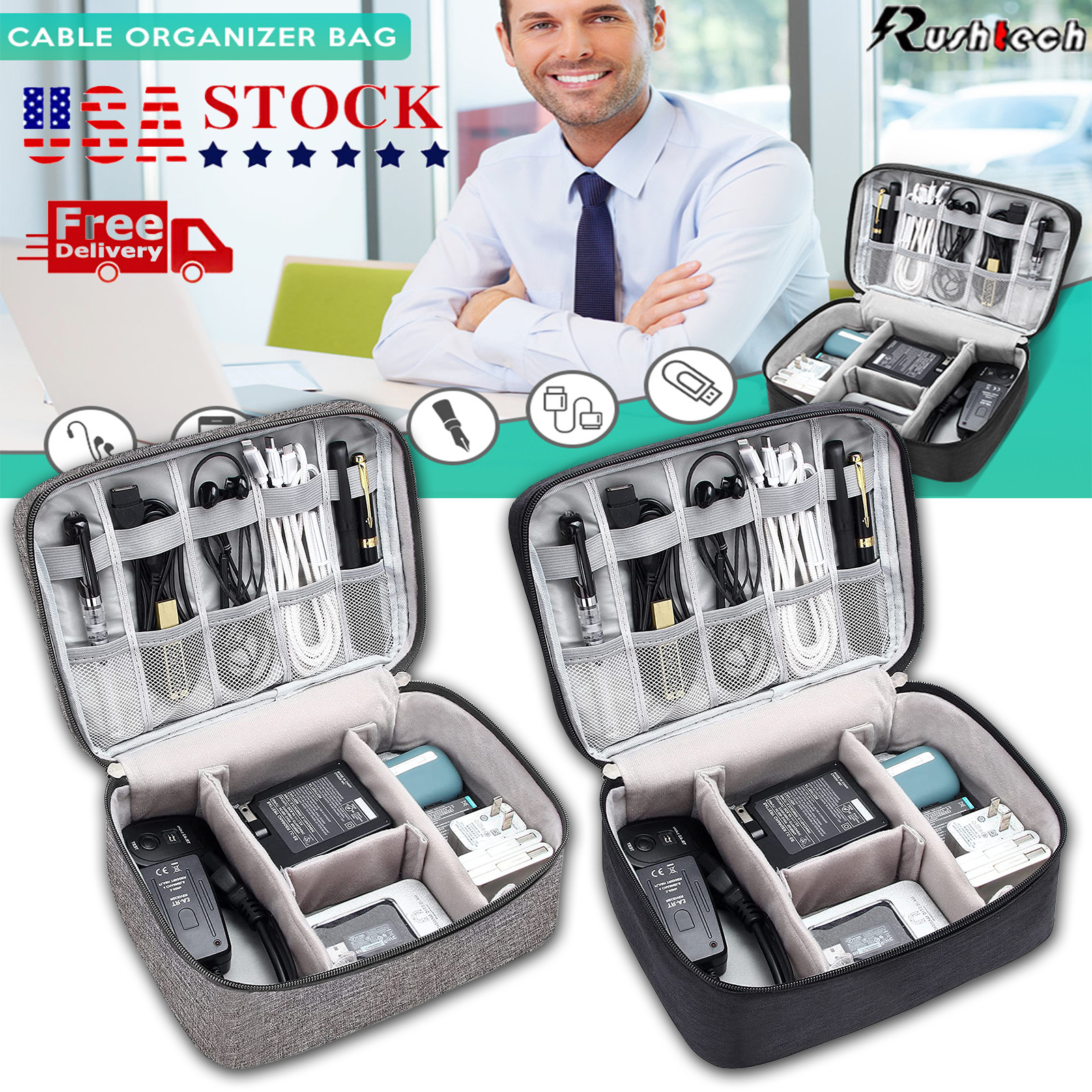 Digital Storage bag Portable Electronics Travel Organizer USB Cable Case Gadget gallery