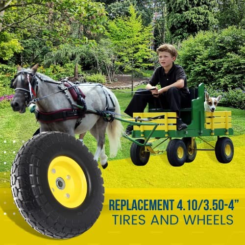 (2-Pack) 10-Inch Solid Tire Wheels - Replacement 4.10/3.50-4" Flat Free Yellow gallery