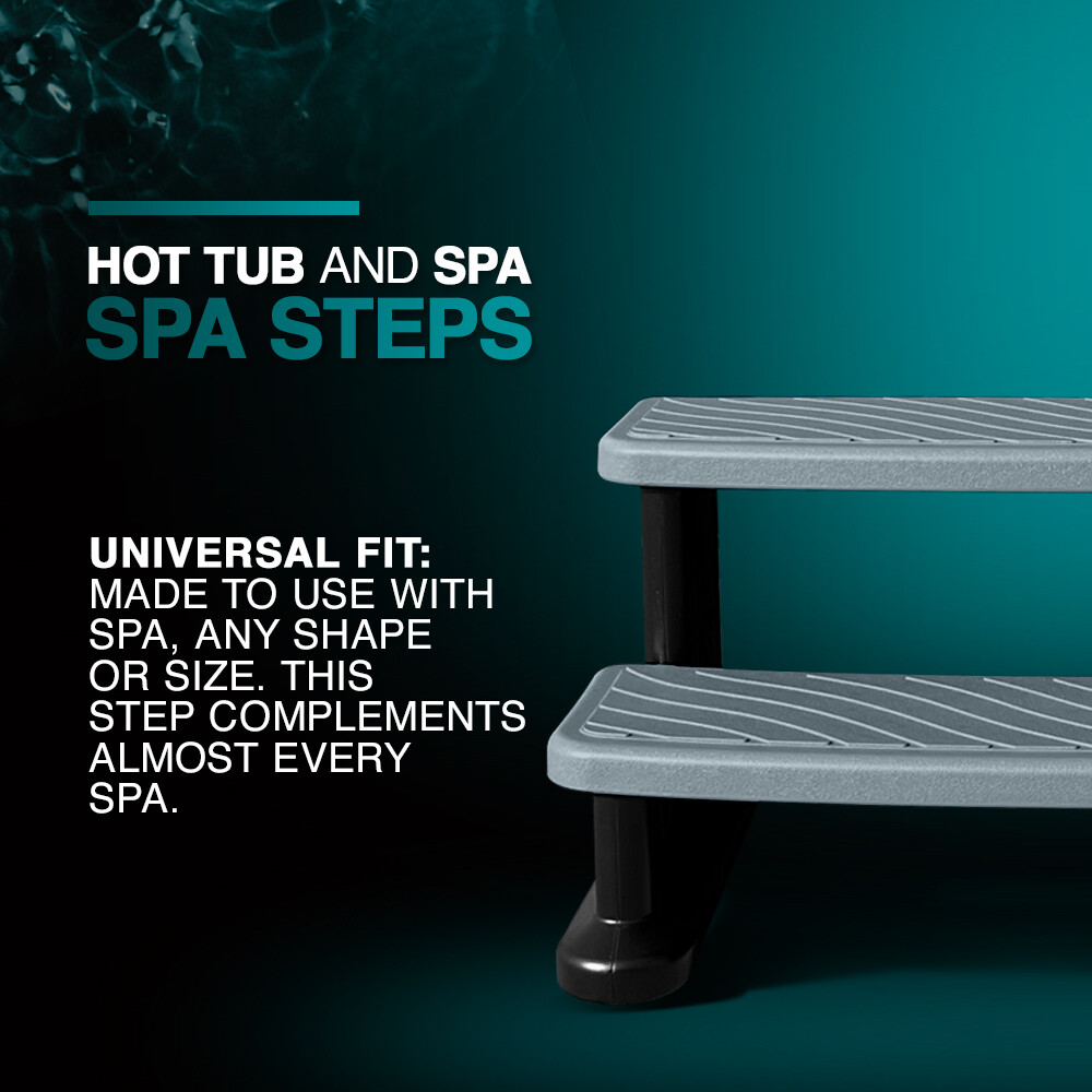Puri Tech Universal Spa & Hot Tub Outdoor Steps No Slip Grip Support Grey Black gallery