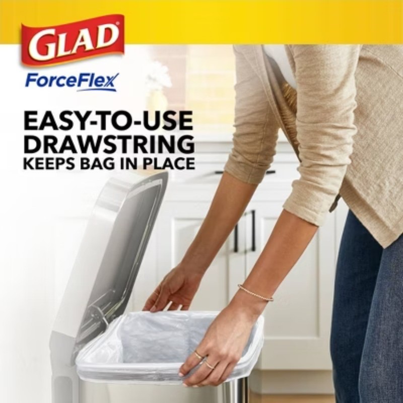 Glad ForceFlex Tall Kitchen Drawstring Trash Bags- Gain Original - 13 Gallon new gallery