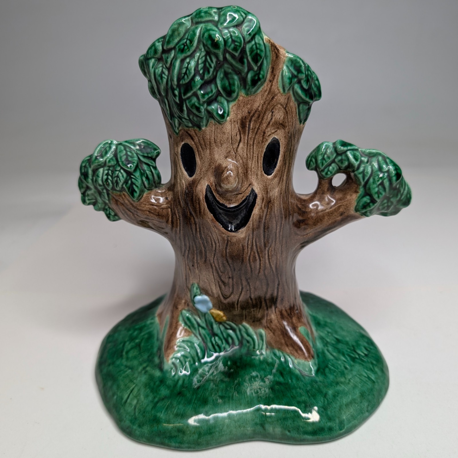 1975 Vintage Happy Smiling Tree Vase Planter Ceramic Studio Pottery Lynn Terry gallery