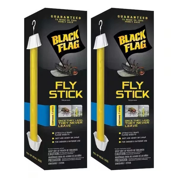 2 Pack Black Flag Fly Stick Hanging Indoor Outdoor Fly Trap No Insecticide gallery