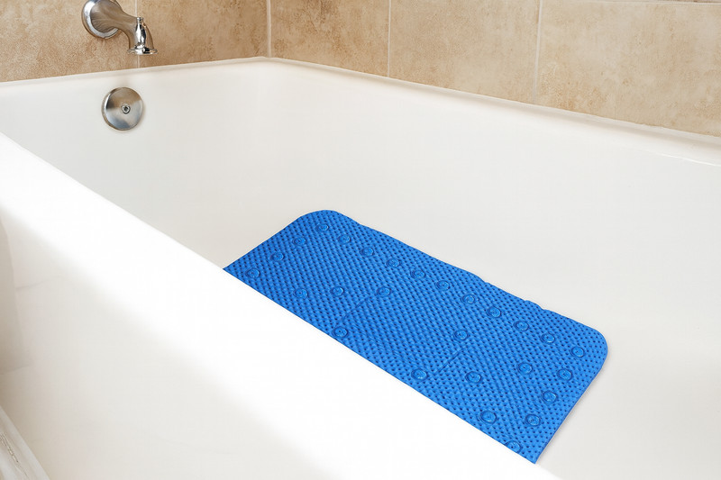 Soft Waffle Cushioned Texture Spa Quality Bathroom Tub & Bath Mat Anti-Slip Blue gallery