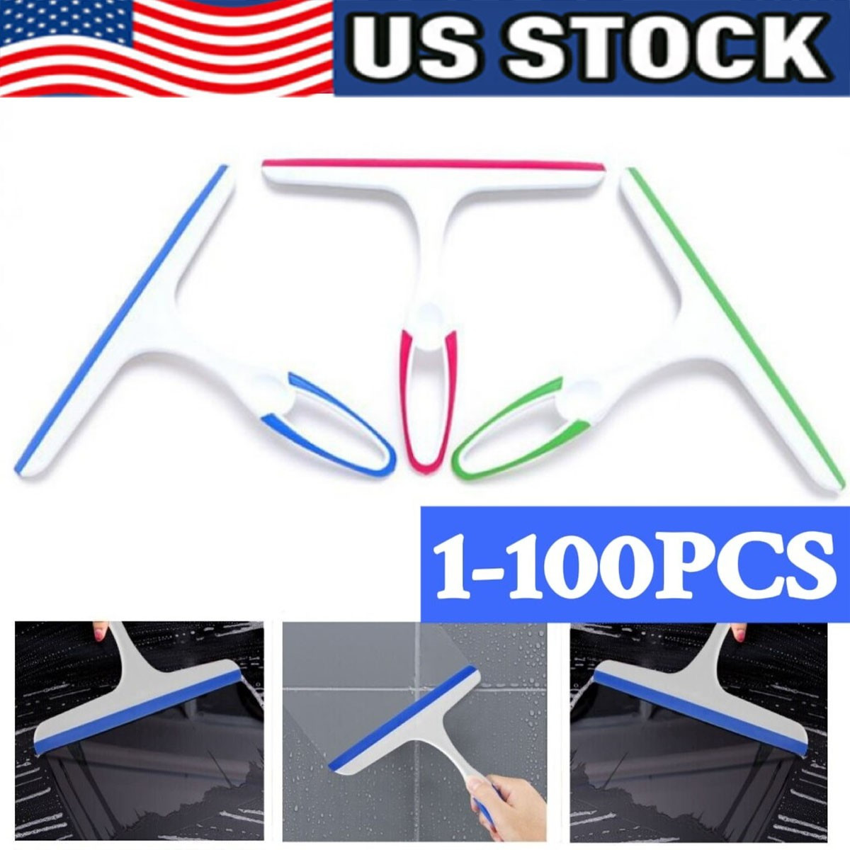 Window Mirror Car Windshield Squeegee Shower Glass Wiper Kitchen House Clean US gallery