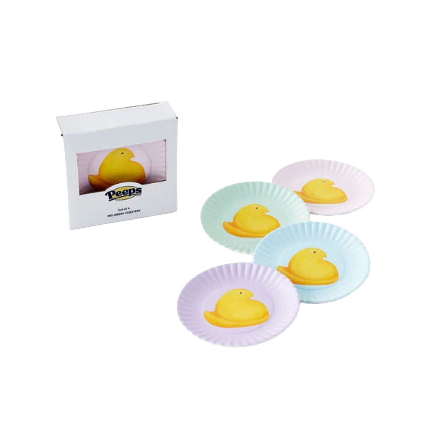 Easter Peeps Paper Plate Style 4.15in Melamine Coasters Set of 4 gallery