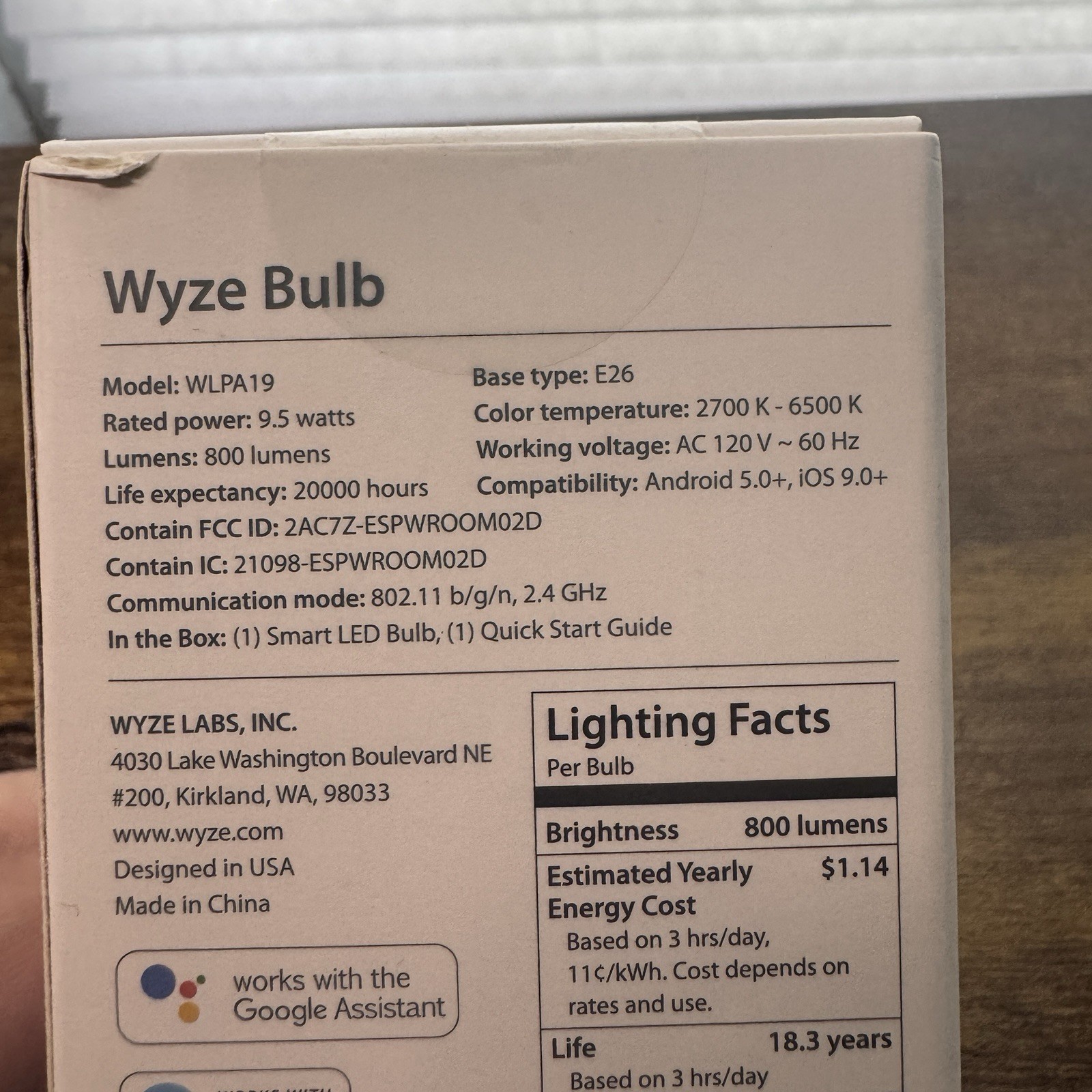 Wyze Smart LED Bulb 800 Lumens Dimmable A19 Wi-Fi Alexa Google WLPA19 gallery