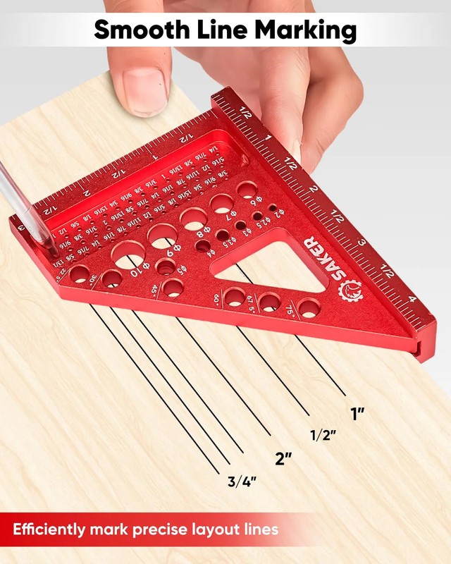 Saker 3D Multi-Angle Measuring Square Ruler, Aluminum Alloy Carpenter Square, 0- gallery