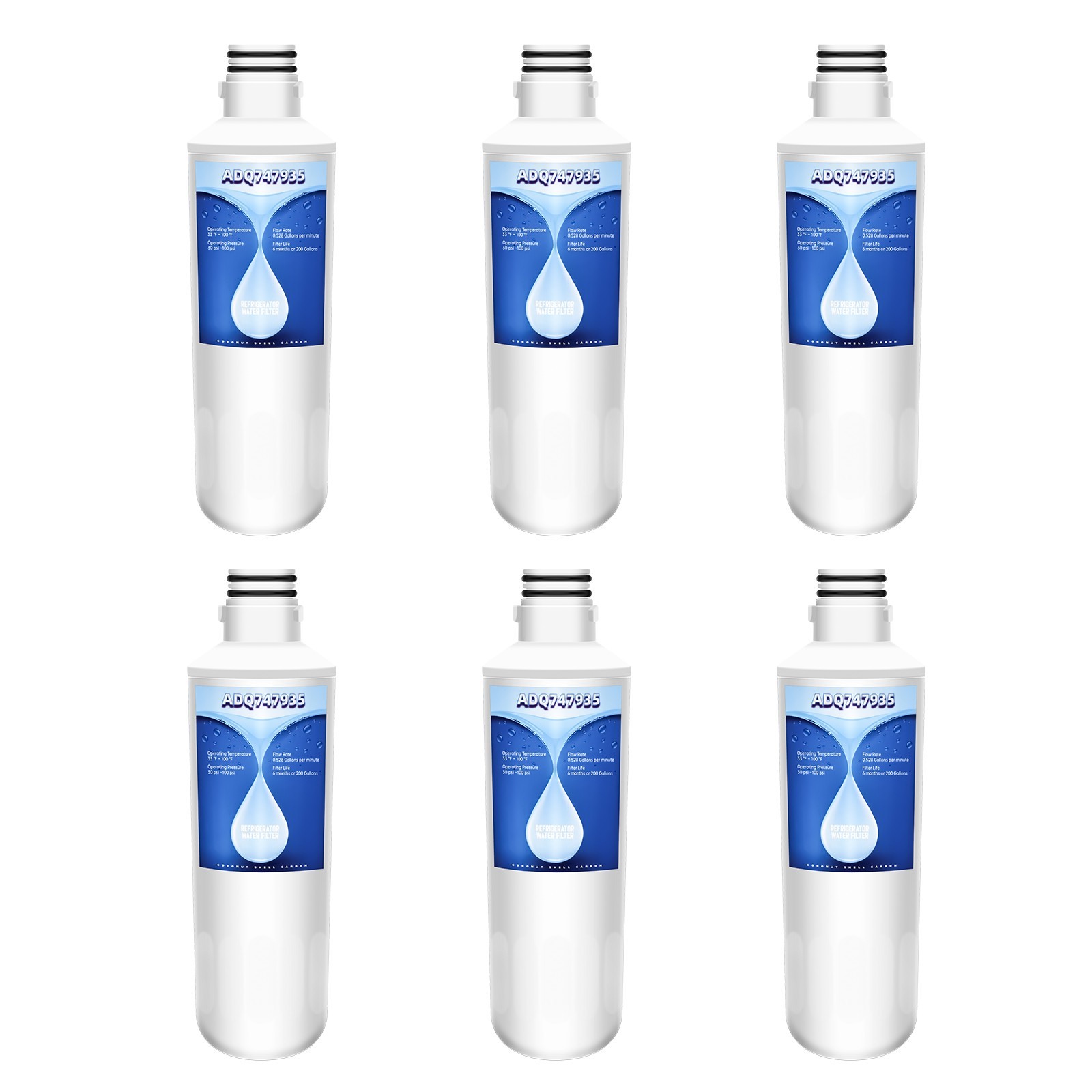 6 Pack ADQ747935 Replacement Water Filter for LG LT1000PC ADQ75795105 gallery